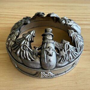 Yankee Candle Illuma-Lid Jar Topper Snowman Trees Retired Silver Metal Christmas